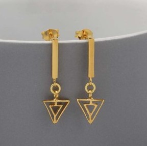 Gold art deco bar drop earrings